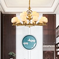 玉石灯 全铜玉石灯 中式青玉玉石灯具 欧式玉石吊灯